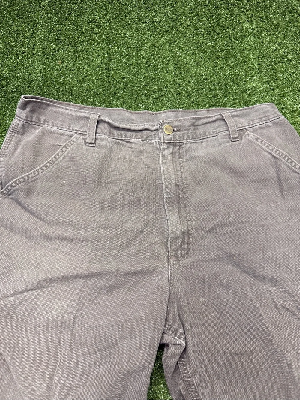 Vintage Carhartt made in USA B135 Canvas Work Shorts Brown Loose Relax Fit 36